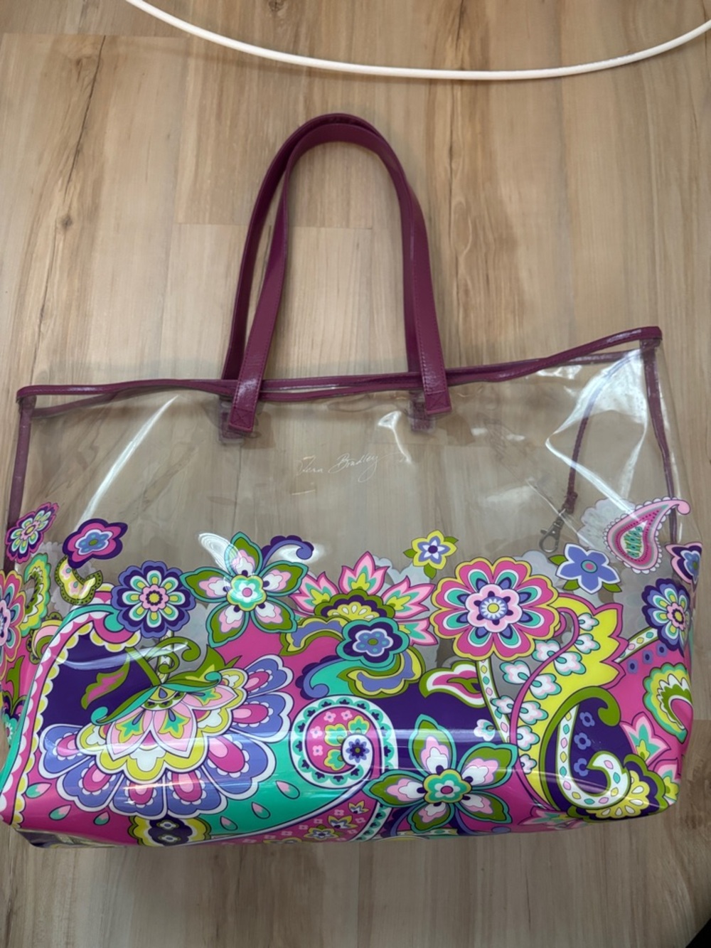 Vera Bradley Clear Tote with Pink and Purple Floral Paisley